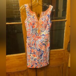 Lilly Pulitzer Colorful Coral and Blue Mini Dress